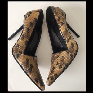 Diego Dolcini Olive Green Snakeskin Leather Pumps